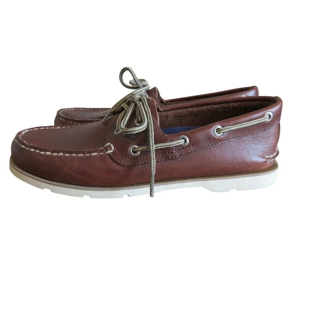 Sperry Top-Sider Mens Brown Leather Boat Shoes STS15003 Moc Toe Size 9.5M